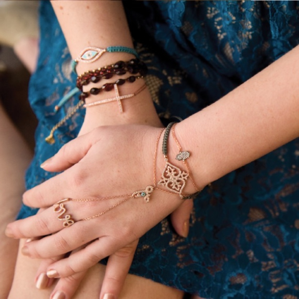 Blee Inara Pomegranate wrap with Garnets and mini golden beads